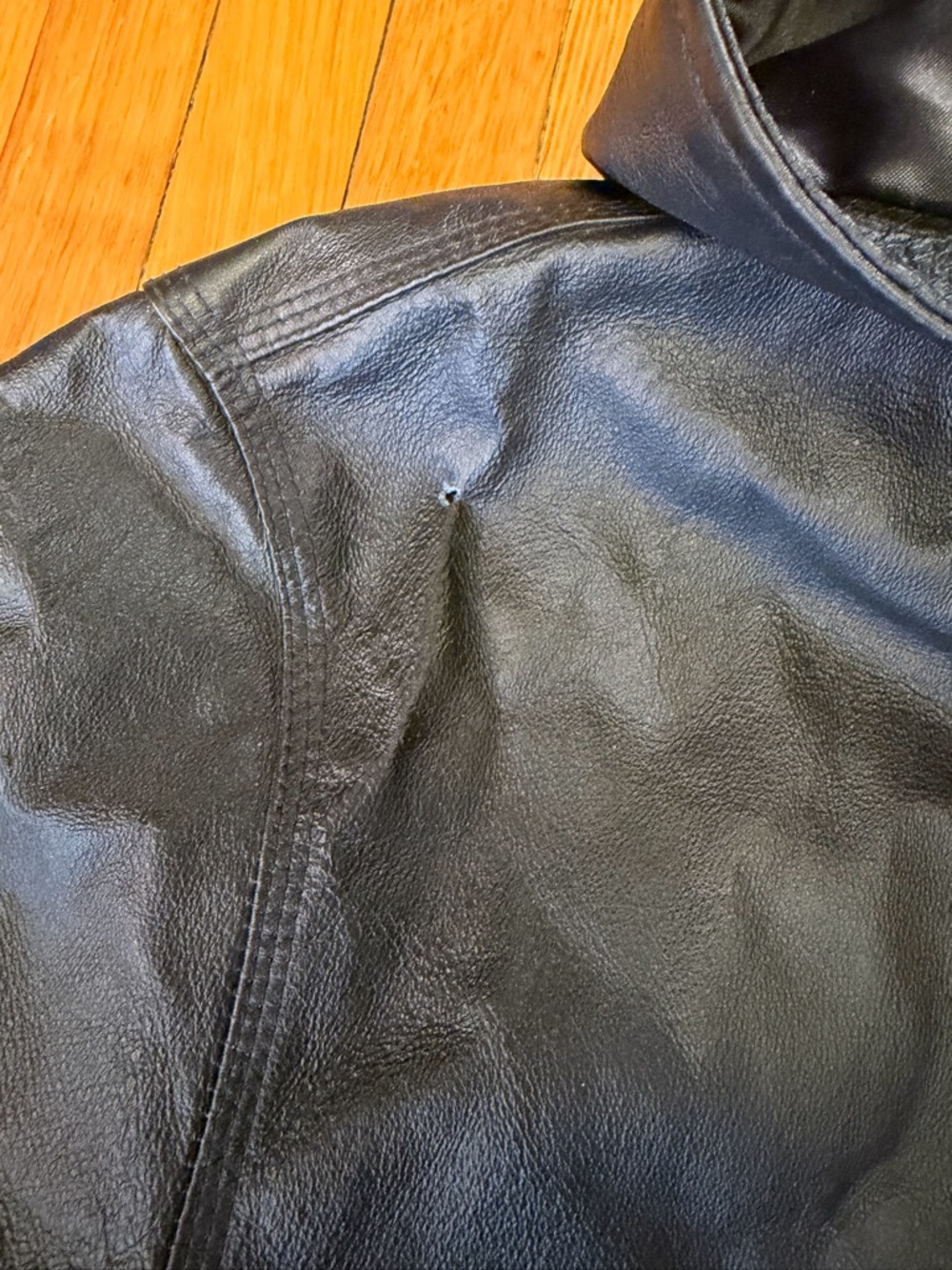 Burton Analog Emulsion Blk Hooded Leather Bomber Jacket Men L Rare 2008 Skater - Picture 12 of 14